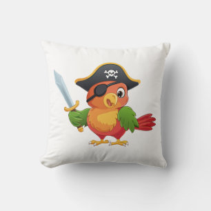 Cute cartoon parrot pirate cushion