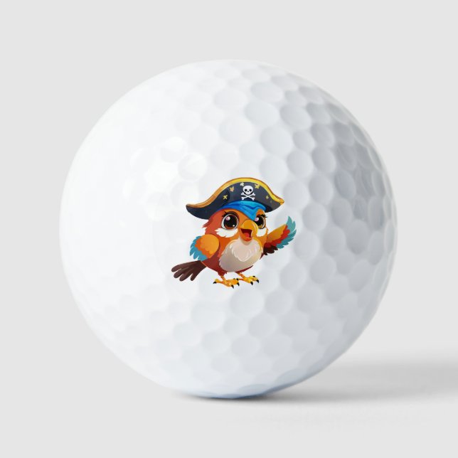 Cute cartoon parrot pirate golf balls (Front)