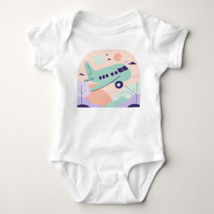 Cute Cartoon Pastel Airplane Aviation Nursery Baby Bodysuit