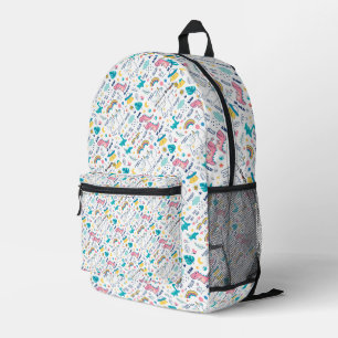 Cute Cartoon Pattern Monogram Printed Backpack 