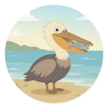 Cute Cartoon Pelican, sea bird