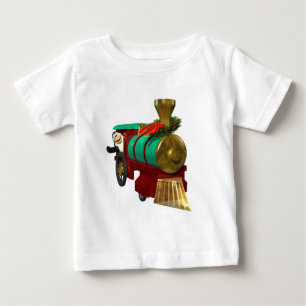 Cute Cartoon Penguin and Christmas Train Baby T-Shirt
