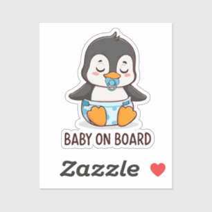 Cute Cartoon Penguin "Baby on Board" Car Decal