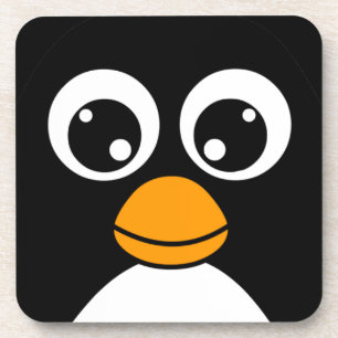 Cute Cartoon Penguin Black and White Coaster