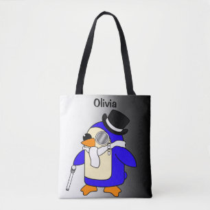 Cute cartoon penguin black and white tote bag