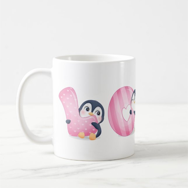 Cute Cartoon Penguin Coffee Mug (Left)