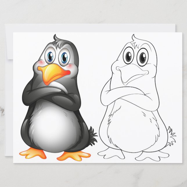 Cute Cartoon penguin colouring page (Front)