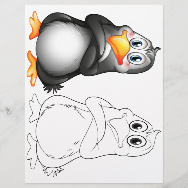 Cute Cartoon penguin colouring page (Front)