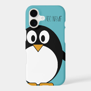 Cute Cartoon Penguin Custom Name Blue