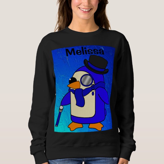 Cute cartoon penguin dark blue sweatshirt (Front)