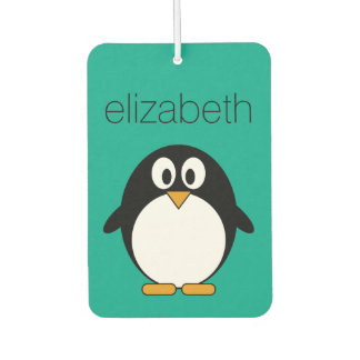 cute cartoon penguin emerald and black car air freshener