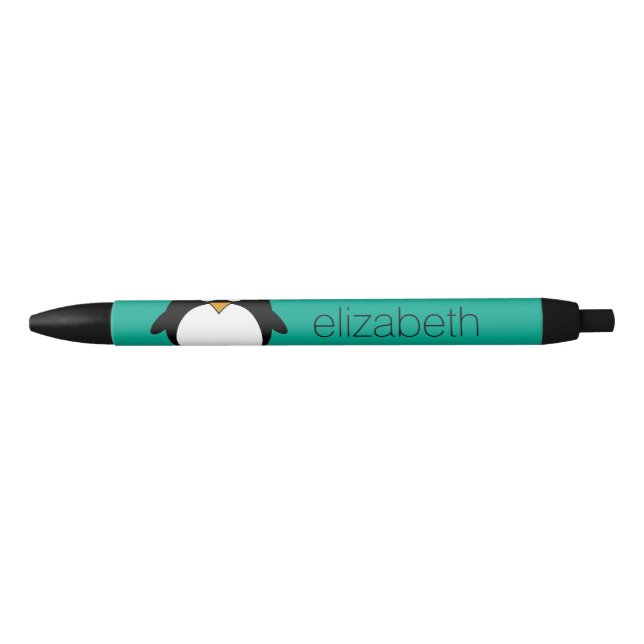 cute cartoon penguin emerald and black ink pen (Front)