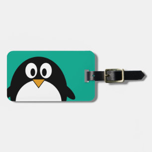 cute cartoon penguin emerald and black luggage tag