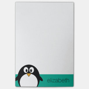 cute cartoon penguin emerald and black post-it notes