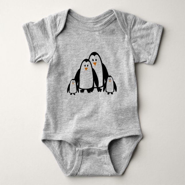 Cute Cartoon Penguin Family Baby Bodysuit (Front)