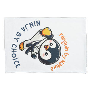 Cute Cartoon Penguin Karate Martial Arts Pillowcase