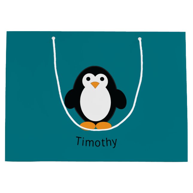 Cute Cartoon Penguin Large Gift Bag (Front)