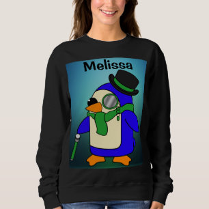 Cute cartoon penguin light green sweatshirt