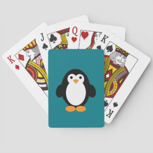 Cute Cartoon Penguin Playing Cards