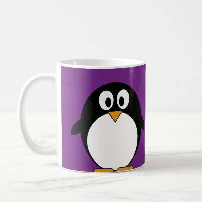 cute cartoon penguin purple coffee mug (Left)