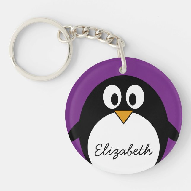 cute cartoon penguin purple key ring (Front)