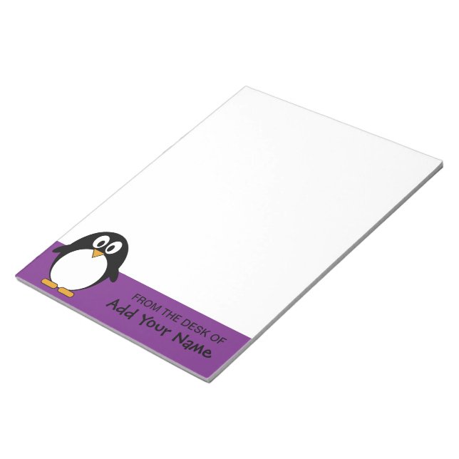 cute cartoon penguin purple notepad (Angled)