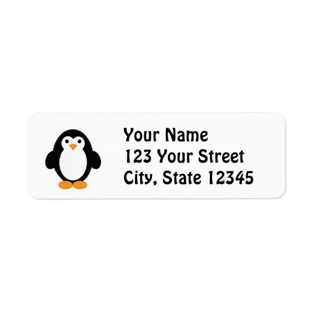 Cute Cartoon Penguin Return Address Label (Front)