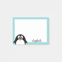 cute cartoon penguin teal blue and black