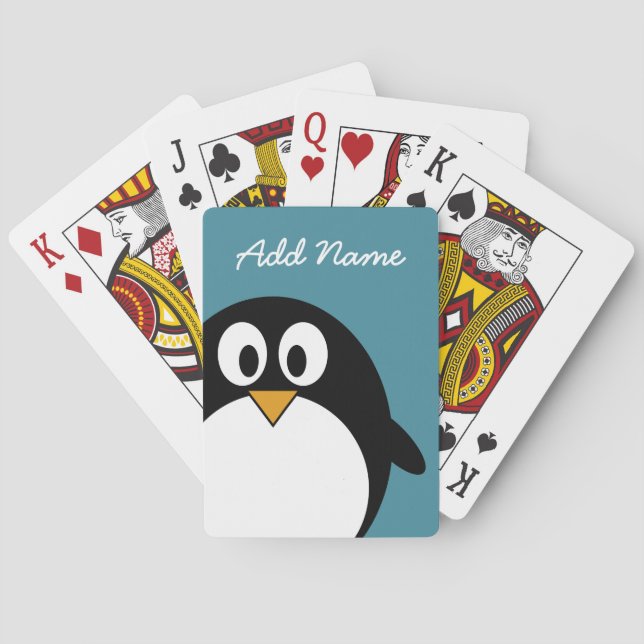 Cute Cartoon Penguin with bright colours Playing Cards (Back)