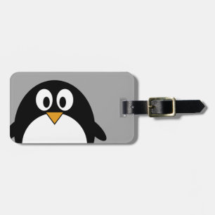 Cute cartoon penguin with grey background luggage tag