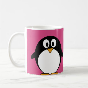 cute cartoon penguin with pink background coffee mug