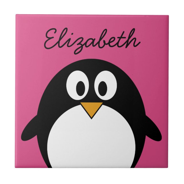 cute cartoon penguin with pink background tile (Front)