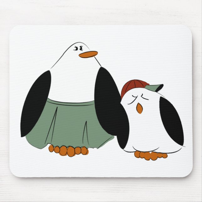 Cute Cartoon Penguins Mouse Pad (Front)
