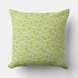 cute cartoon pet dog corgis pattern green cushion