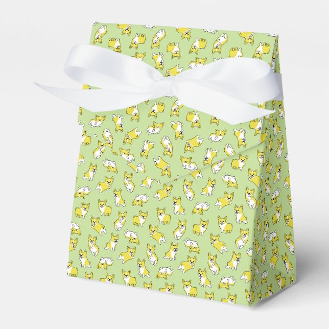 cute cartoon pet dog corgis pattern green favour box (Front Side)