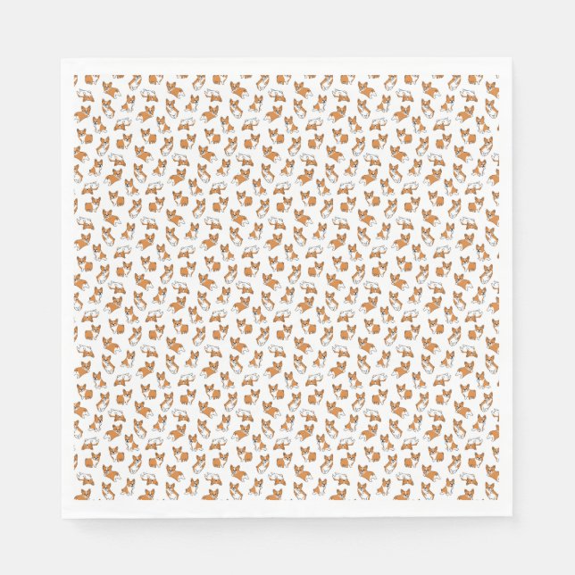cute cartoon pet dog corgis pattern napkin (Front)