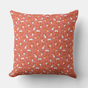 cute cartoon pet dog corgis pattern red background cushion
