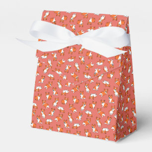 cute cartoon pet dog corgis pattern red background favour box