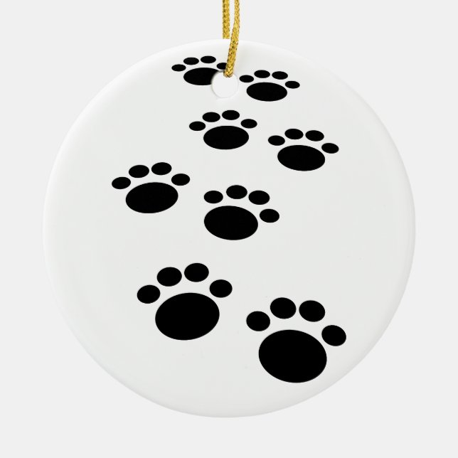 Cute Cartoon Pet Paw Trail Ceramic Ornament (Front)