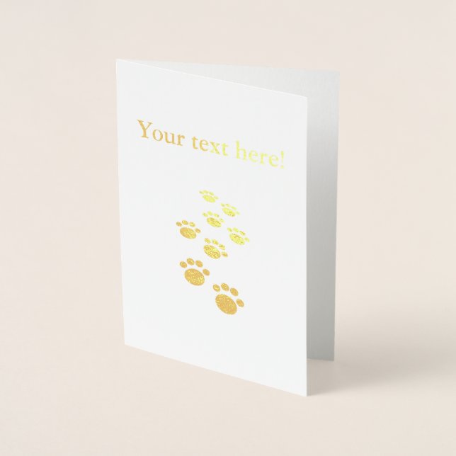 Cute Cartoon Pet Paw Trail Foil Card (Front)