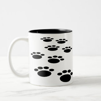 Cute Cartoon Pet Paw Trail Two-Tone Coffee Mug