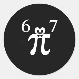 Cute Cartoon Pi Math Pun - Period 6 7 Clroom Humou Classic Round Sticker