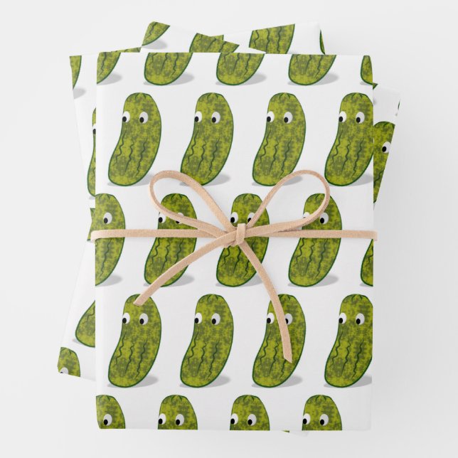 Cute Cartoon Pickle Drawing Wrapping Paper Sheet (In situ)