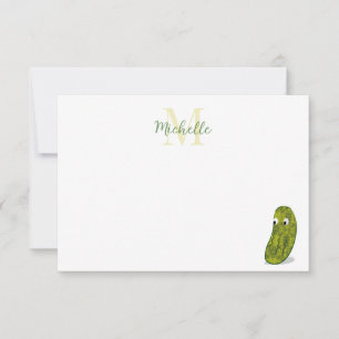 Cute Cartoon Pickle Personalised Monogram Card