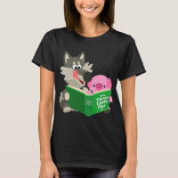Cute Cartoon Pig And Wolf Reading Women's T-Shirt