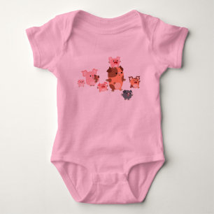 Cute Cartoon Pig Family Baby Bodysuit