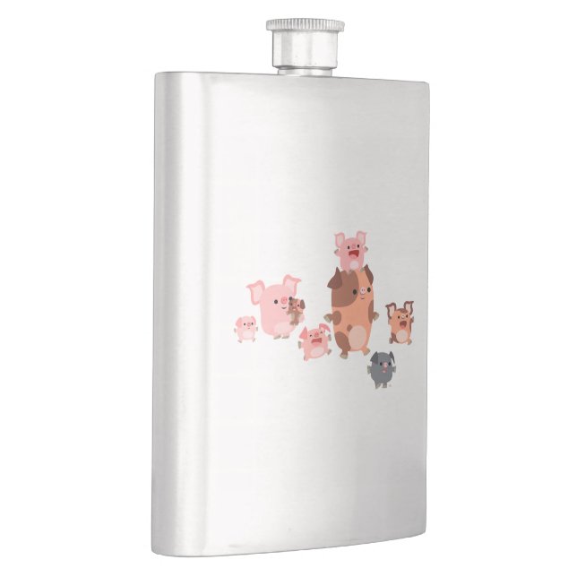Cute Cartoon Pig Family Classic Flask (Right)