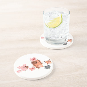 Cute Cartoon Pig Family Coaster