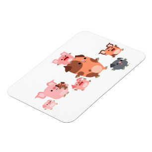 Cute Cartoon Pig Family Flexible Magnet