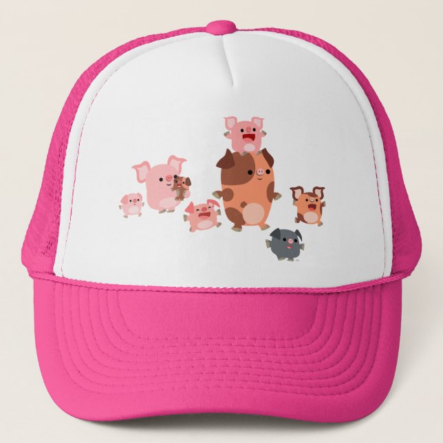 Cute Cartoon Pig Family Hat (Front)